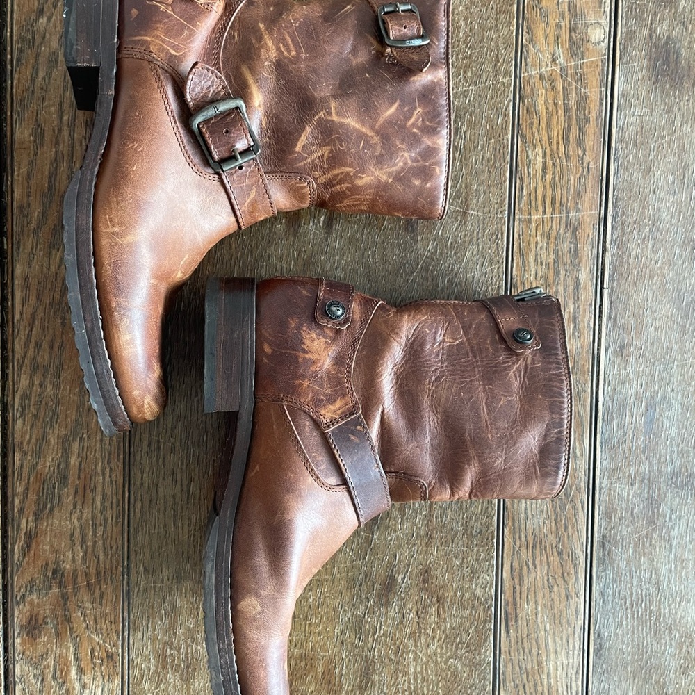 Frye Chestnut Brown Leather Lace-Up Harness Boots - Picture 5 of 14
